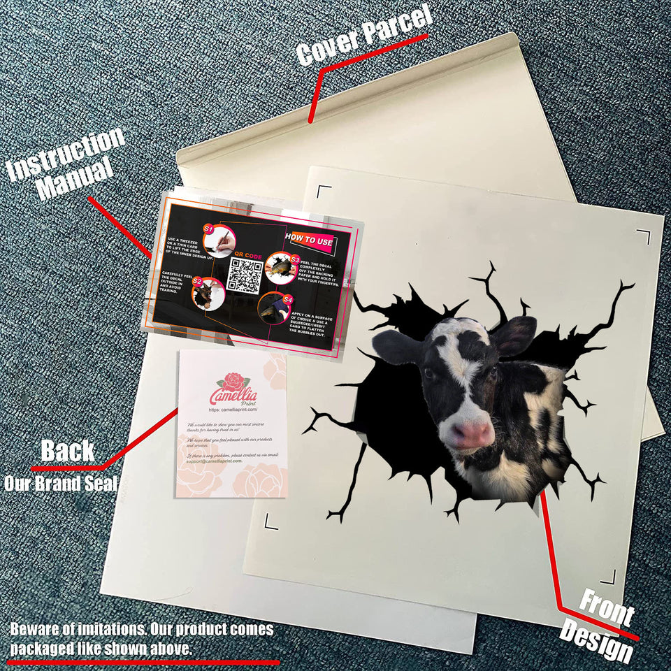 Dairy Cow Crack Stickers Custom Humor Magnetic Stickers Travel