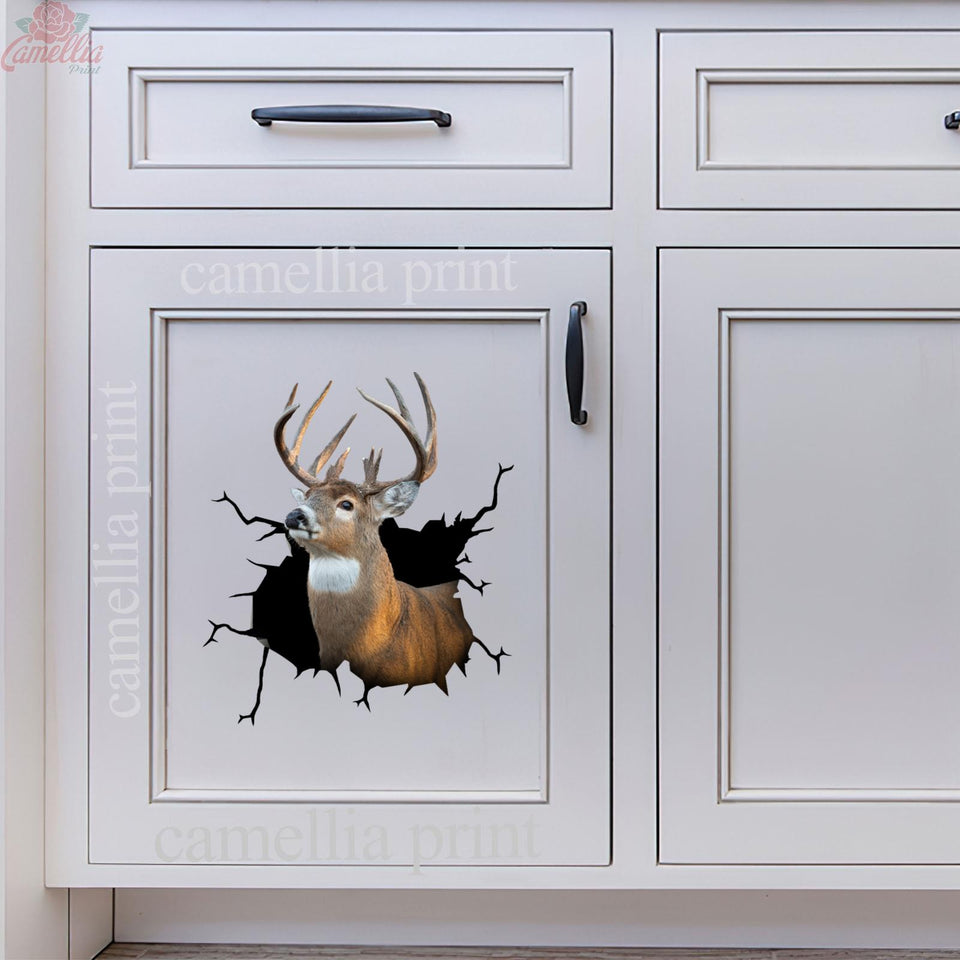 White Tail Deer Crack Sticker Box Nice Window Stickers