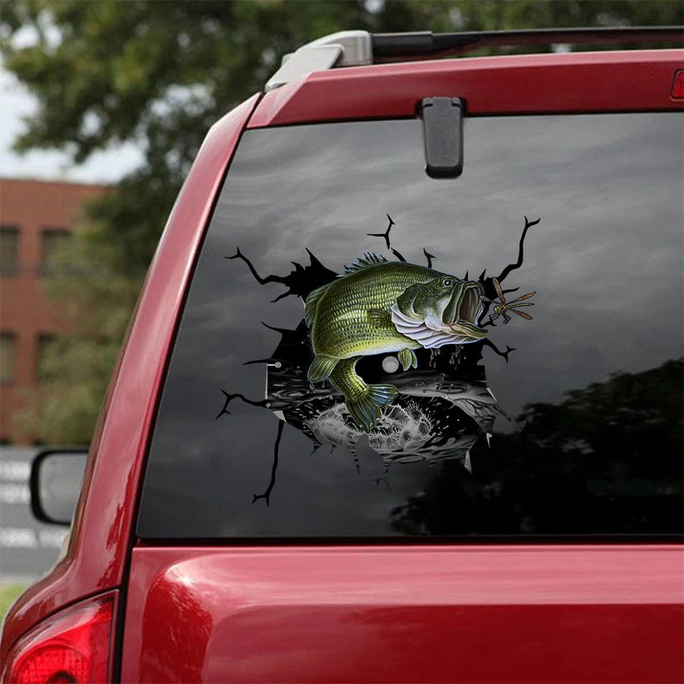 [sk0797-snf-ptd]-bass-fishing-crack-car-sticker-fishing-lover