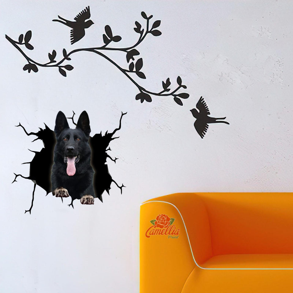 Black German Shepherd Crack Decals for Windows Funny Pictures