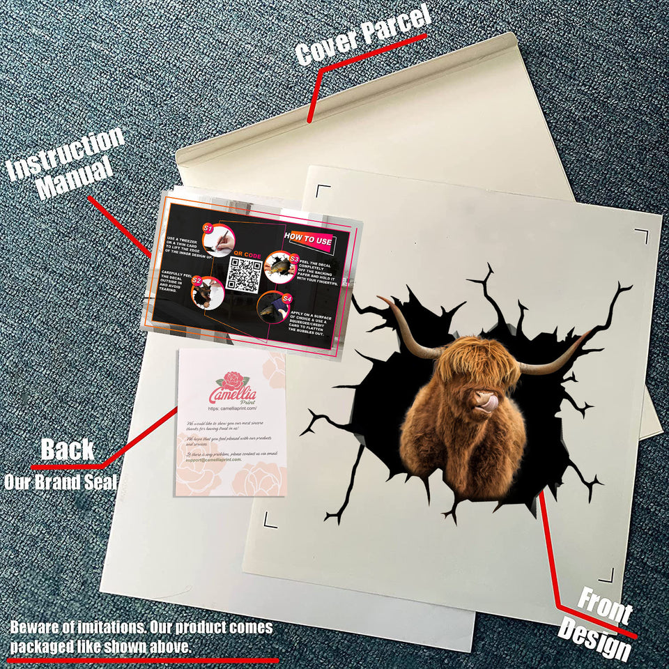 Highland Cow Crack Decals for Windows Happy Custom Decal
