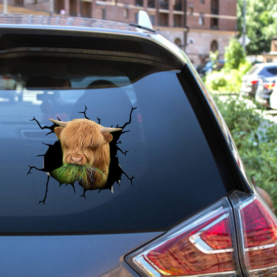 Highland Cow Crack Stickers Funny Birthday Memes Decal Stickers