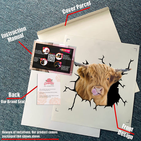 Highland Cow Crack Decal for Wall Super Cute Custom Sticker