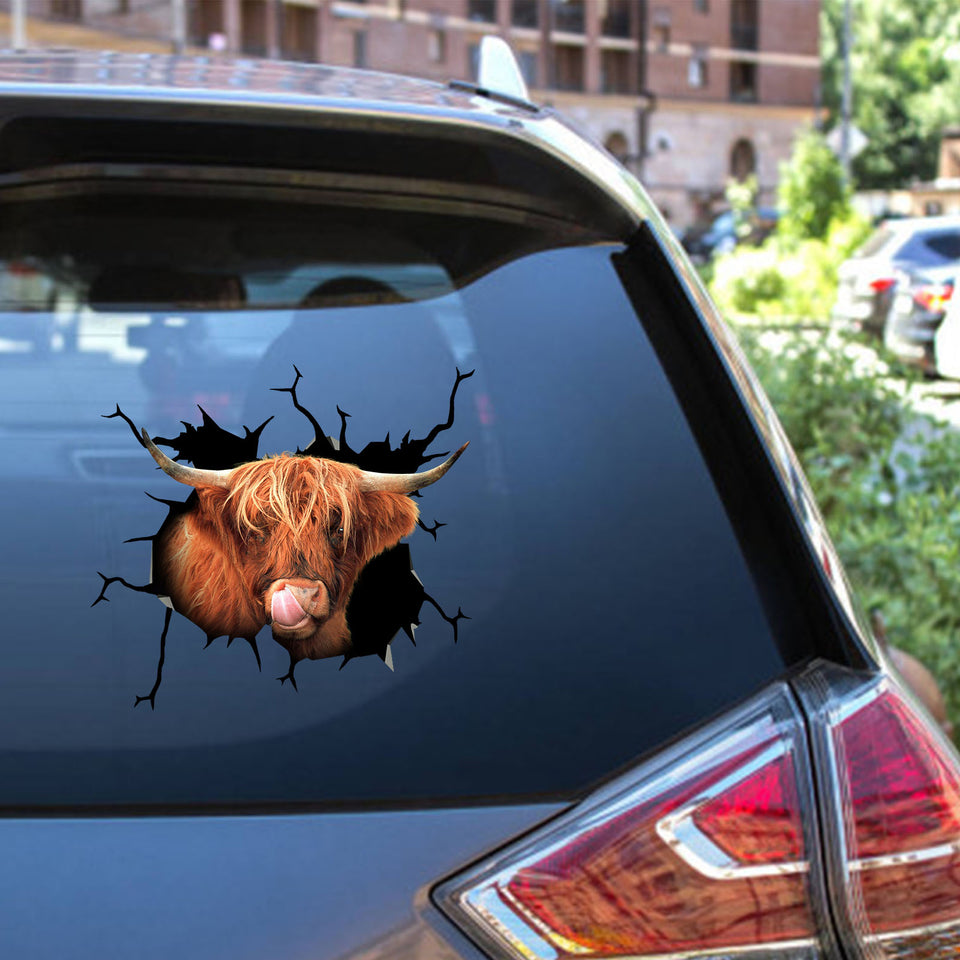 Scottish Highland Cow Crack Bone Sticker Fun Bumper Stickers One