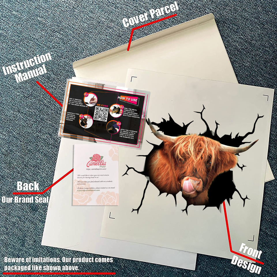 Scottish Highland Cow Crack Bone Sticker Fun Bumper Stickers One