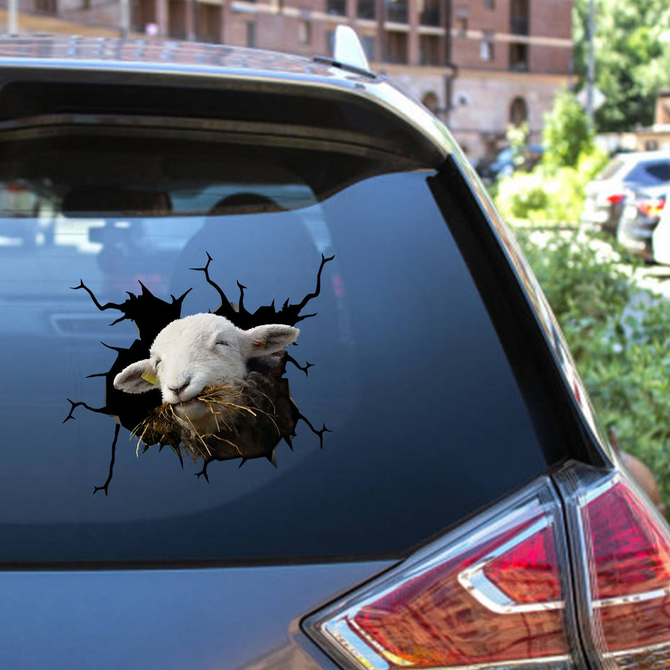 Lamb Sheep Crack Decals for Windows Super Cute Transparent