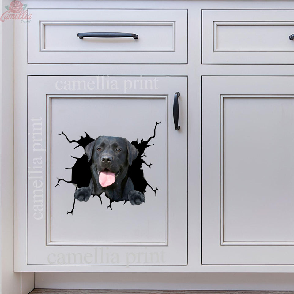 Black Labrador Crack Decor Decal Funny Faces Custom Stickers