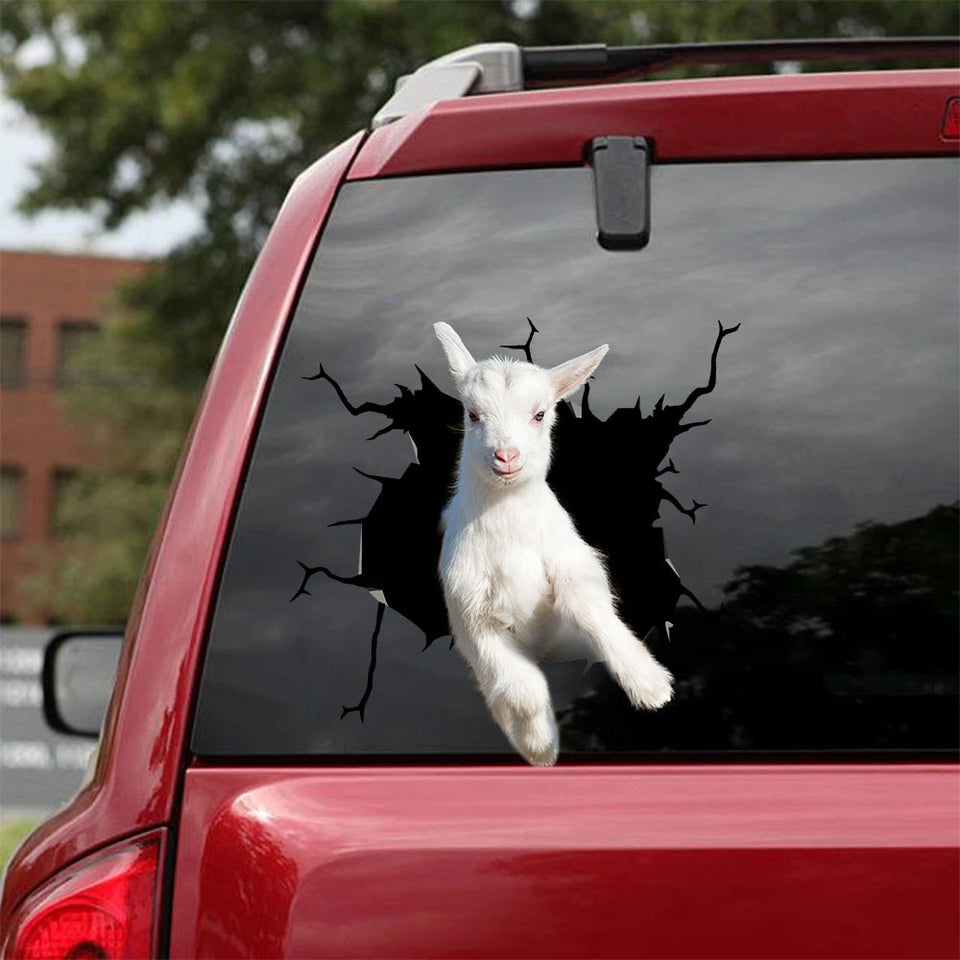 [sk1454-snf-lad]-goat-crack-car-sticker-cattle-lover