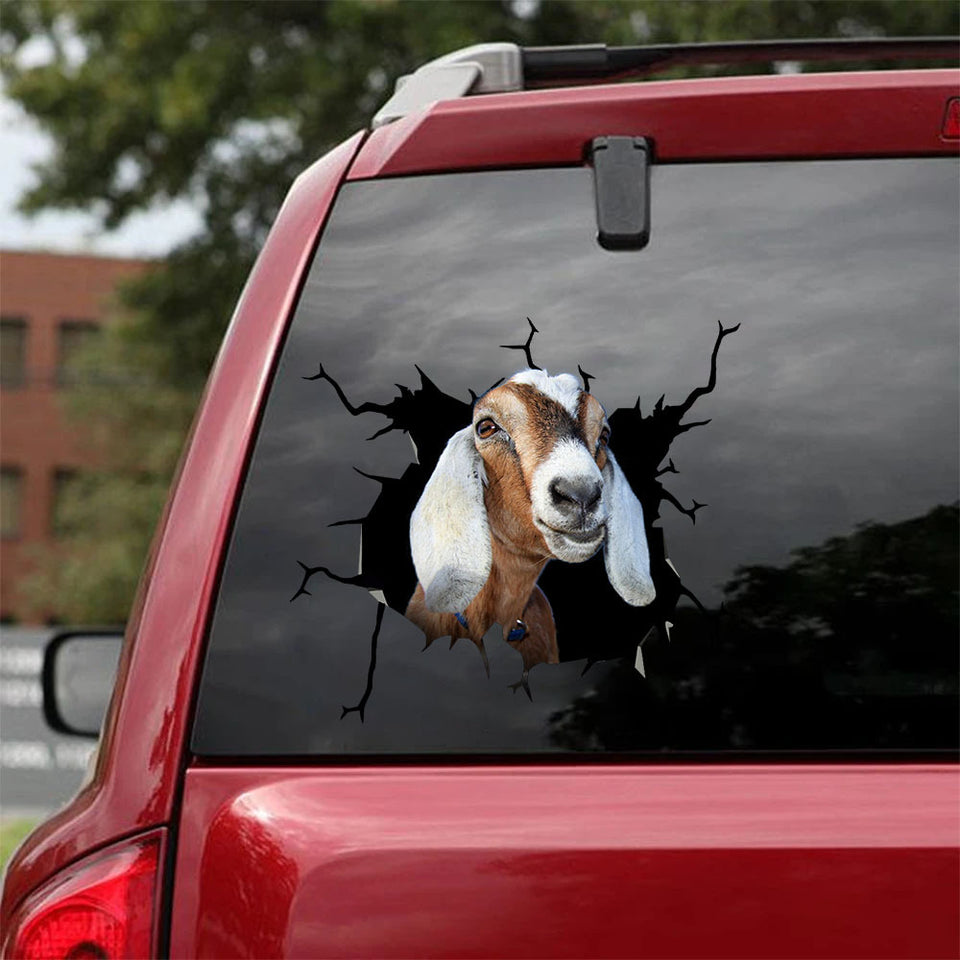[sk1457-snf-lad]-goat-crack-car-sticker-cattle-lover