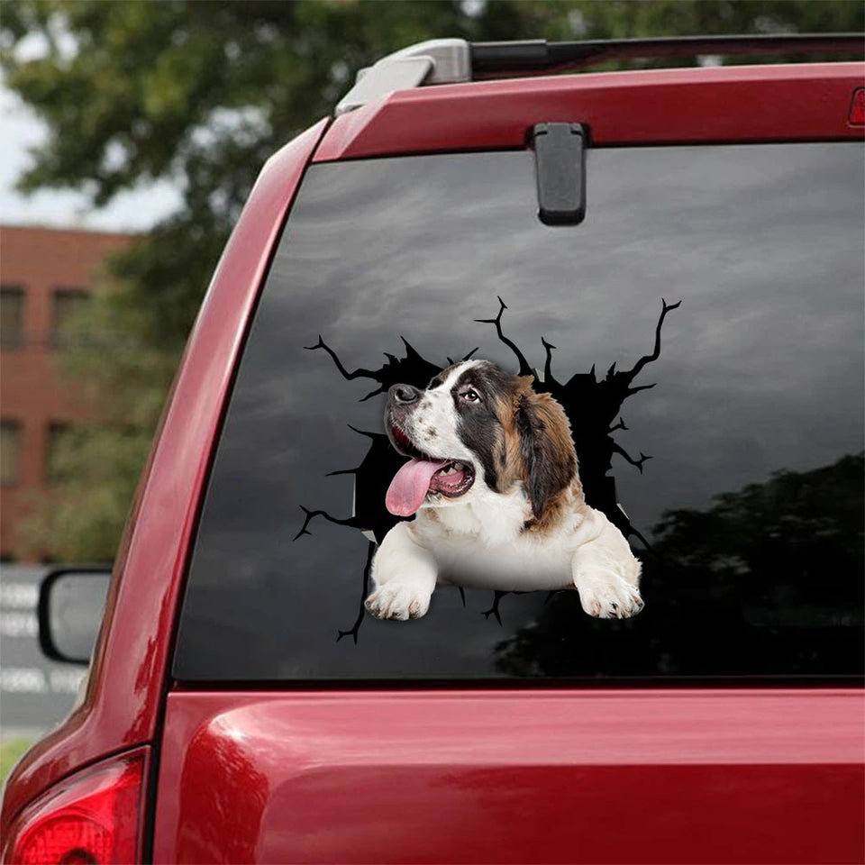 [sk1484-snf-tnt]-st.-bernard-crack-car-sticker-dogs-lover