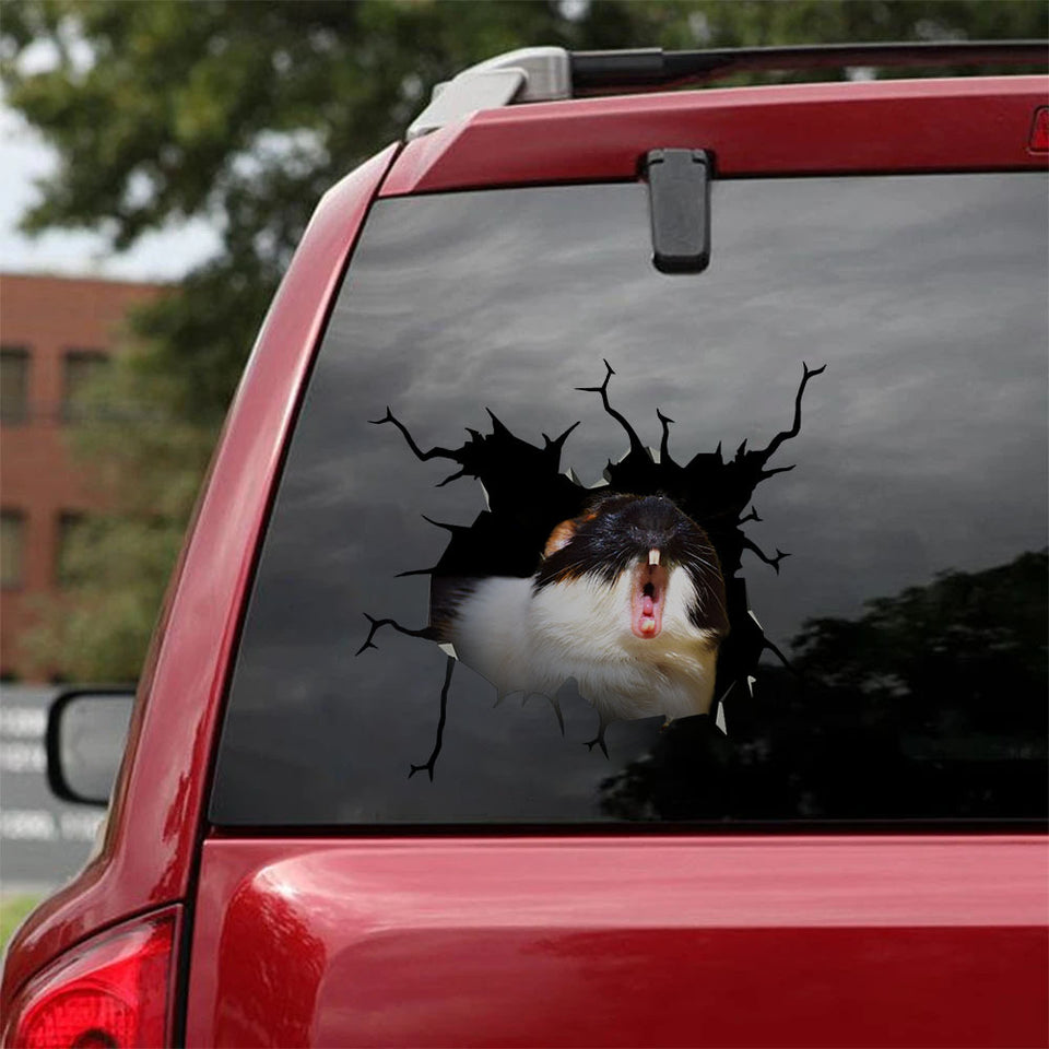 [sk1500-snf-tnt]-guinea-pig-crack-car-sticker-pets-lover