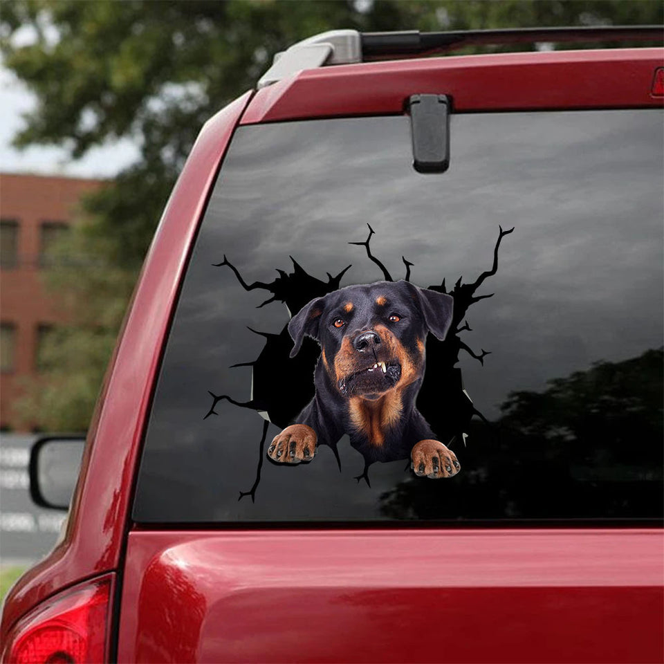 [sk1532-snf-tnt]-rottweiter-crack-car-sticker-dogls-lover