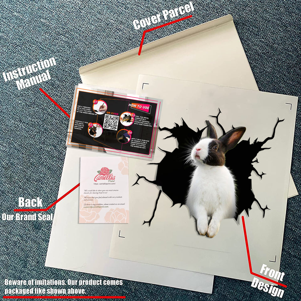 Rabbit crack head die-cut vinyl sticker, waterproof and UV-resistant, for laptops, tumblers, water bottles, and windows