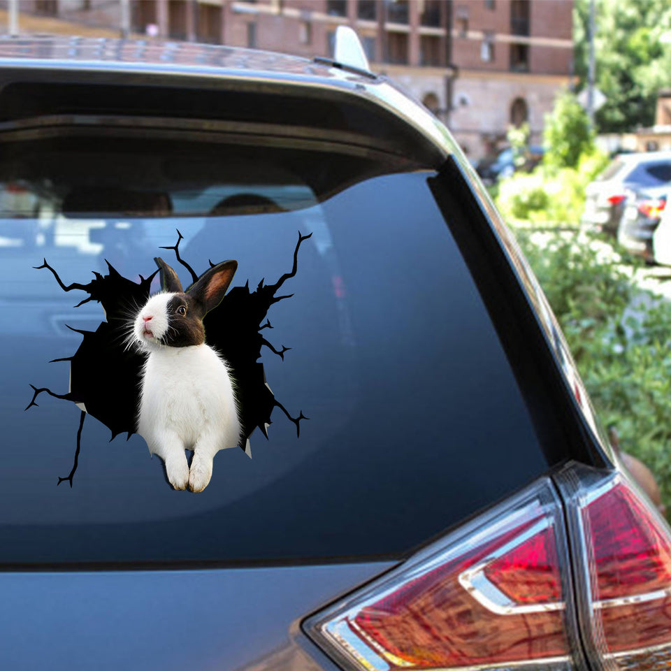 Rabbit crack head die-cut vinyl sticker, waterproof and UV-resistant, for laptops, tumblers, water bottles, and windows
