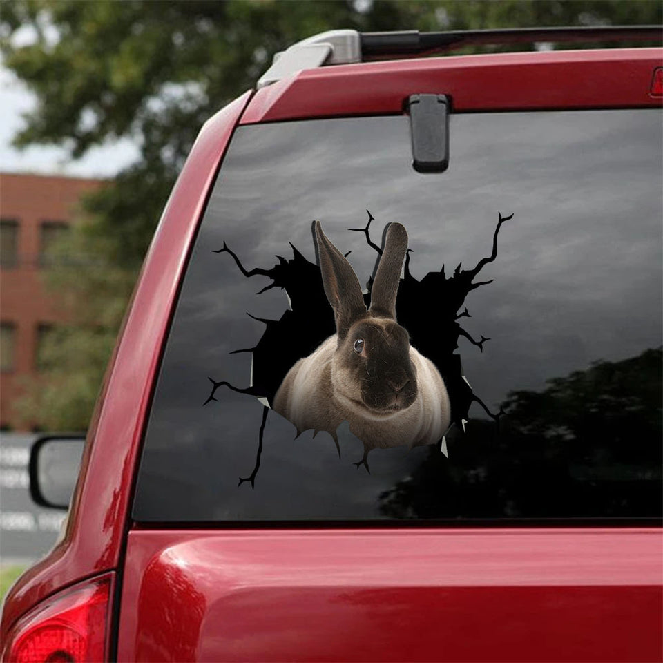 [sk1552-snf-tnt]-rabbit-crack-car-sticker-animals-lover