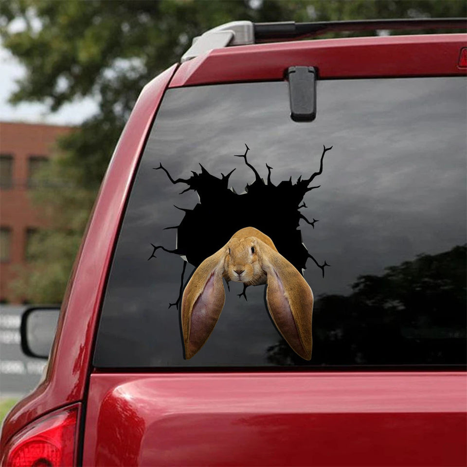 [sk1554-snf-tnt]-rabbit-crack-car-sticker-animals-lover