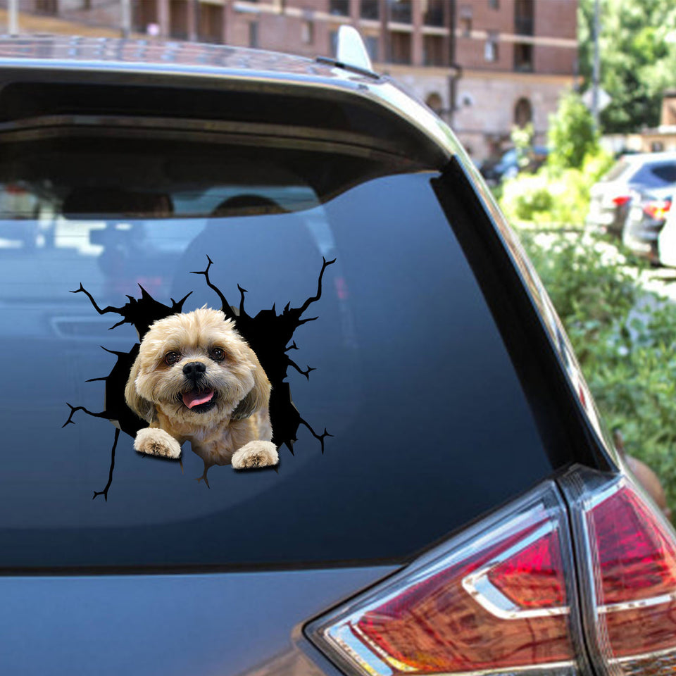 Shih Tzu Crack die-cut funny dog sticker on waterproof, UV-resistant vinyl for cars, laptops, and water bottles