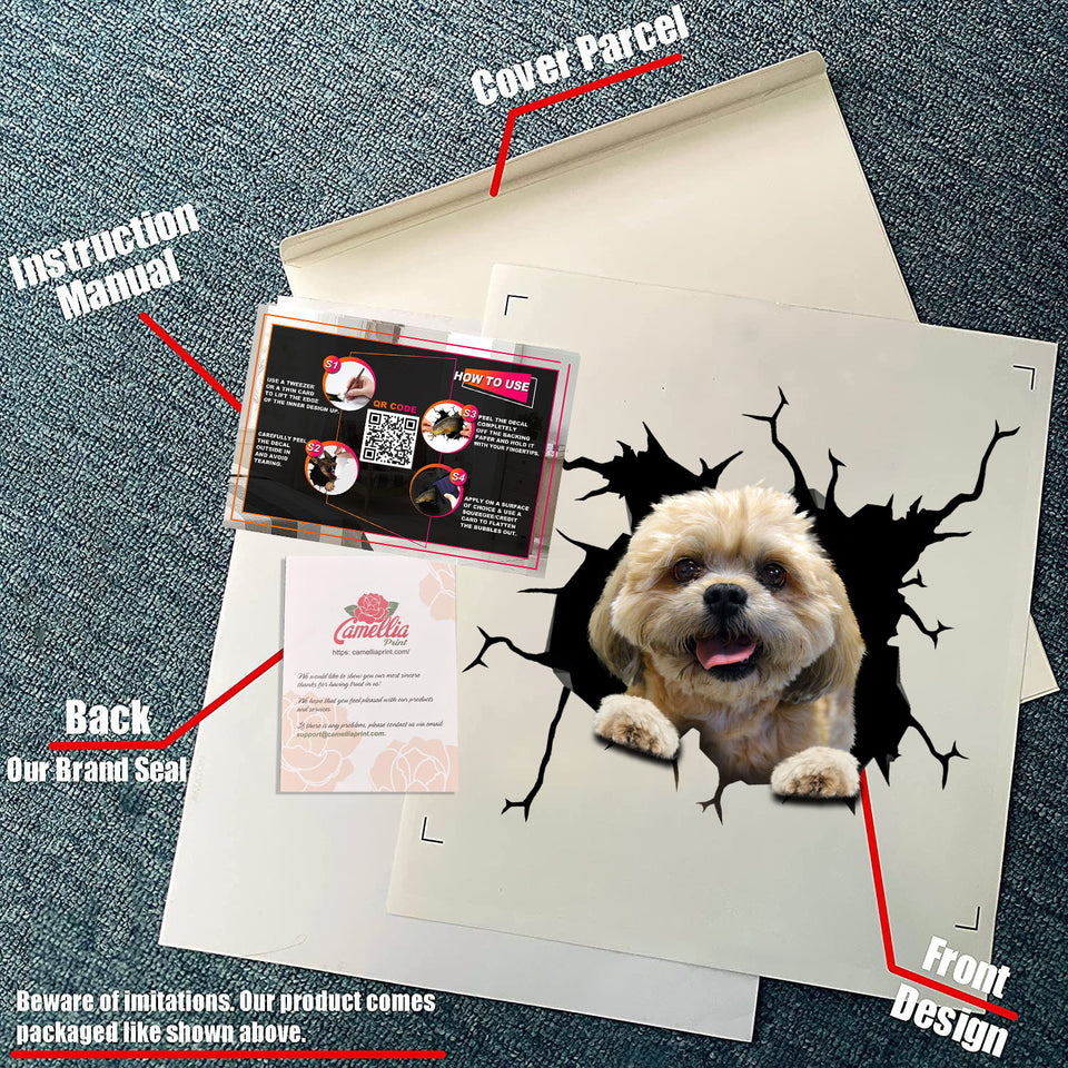 Shih Tzu Crack die-cut funny dog sticker on waterproof, UV-resistant vinyl for cars, laptops, and water bottles