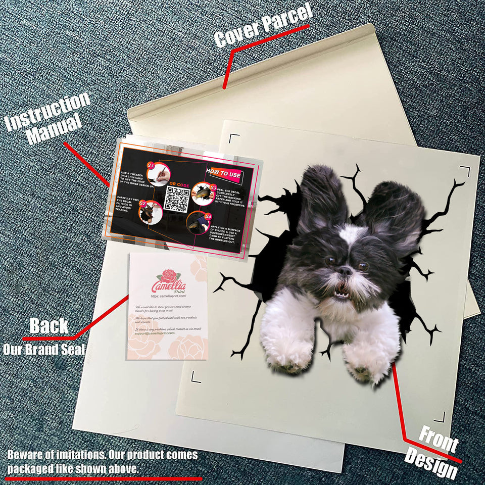 Shih Tzu crack dog sticker sheets in cute waterproof vinyl decals
