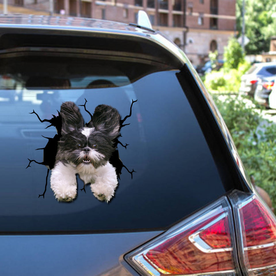 Shih Tzu crack dog sticker sheets in cute waterproof vinyl decals