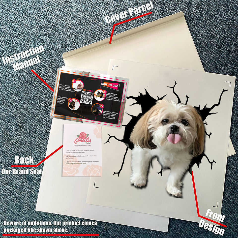 Shih Tzu Crack die-cut waterproof vinyl sticker for car windows, laptops, tumblers, and water bottles