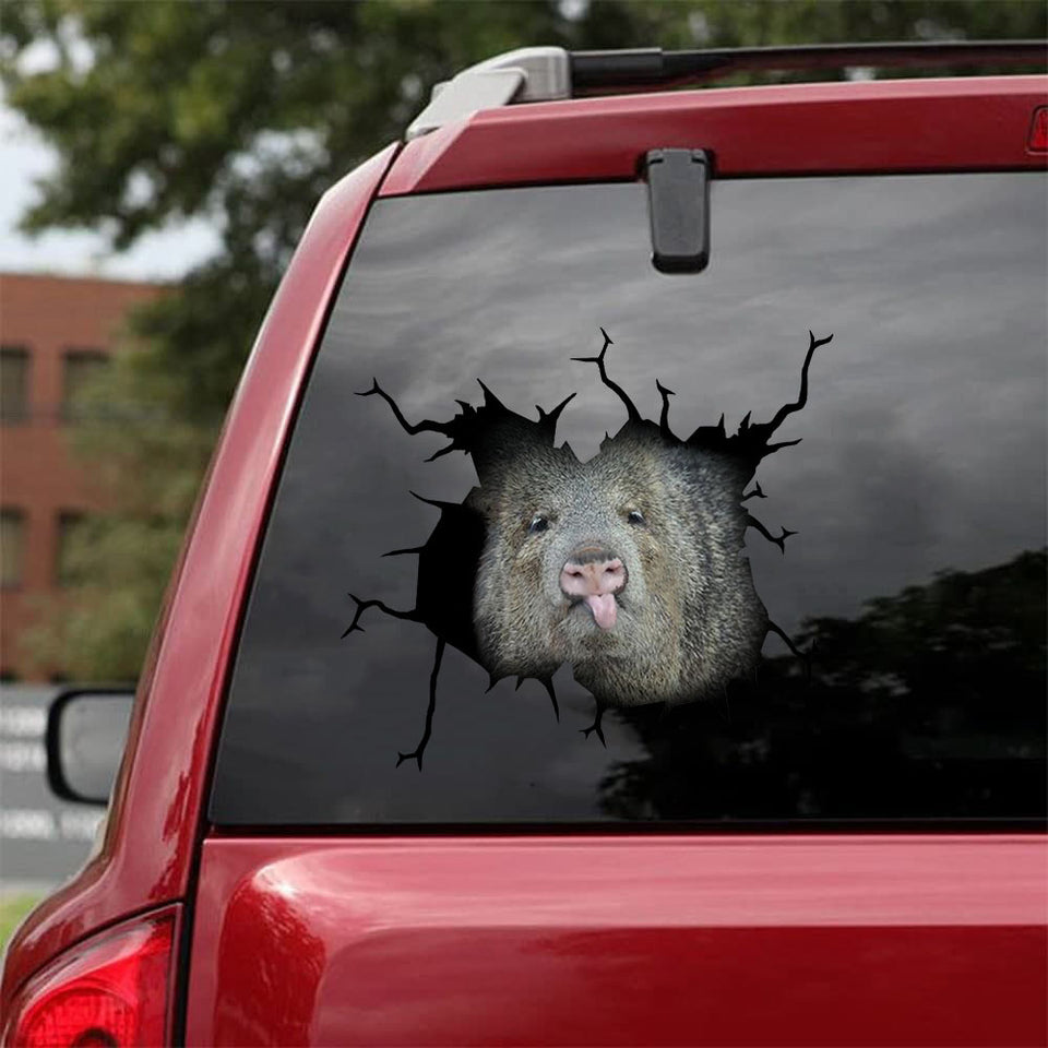 [sk1800-snf-tnt]-javelina-crack-car-sticker-hunting-lover