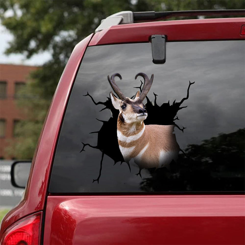 [sk1803-snf-tnt]-pronghorn-crack-car-sticker-hunting-lover