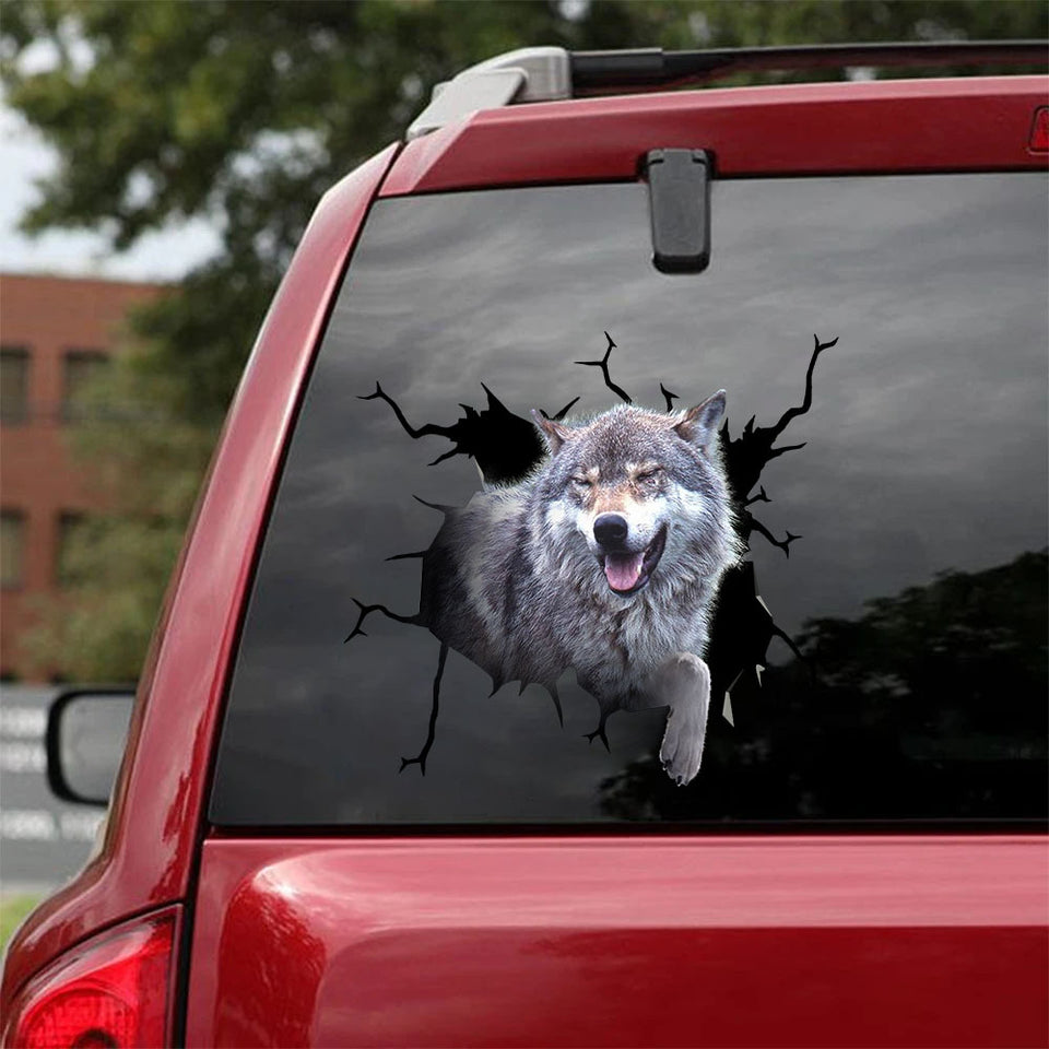 [sk1820-snf-lad]-wolf-crack-sticker-animals-lover