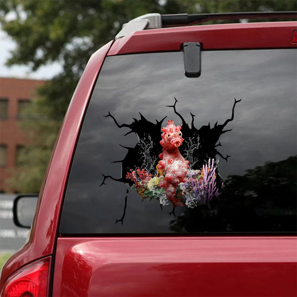 [sk1892-snf-lad]-pygmy-seahorse-crack-sticker-scuba-diving-lover