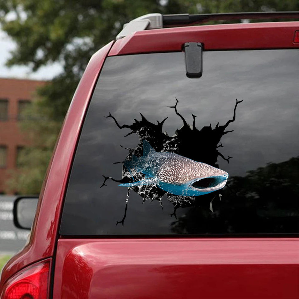 [sk1893-snf-lad]-whale-shark-crack-sticker-scuba-diving-lover