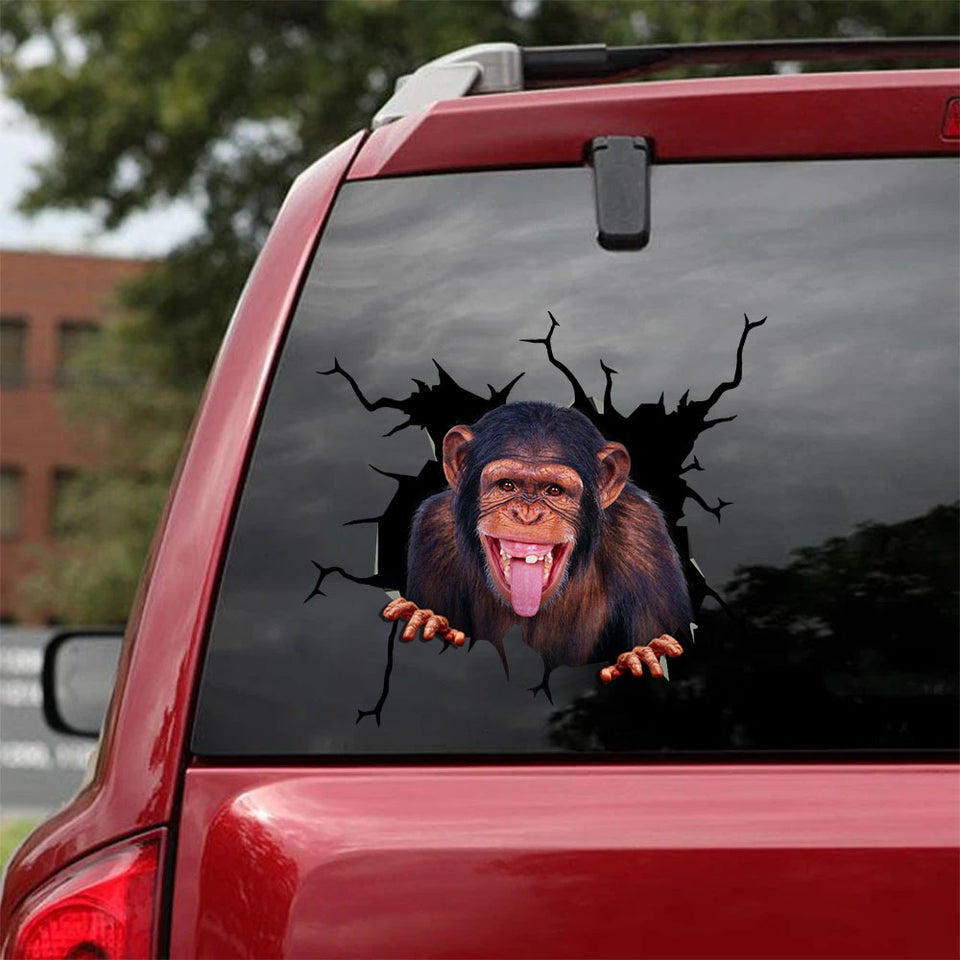 Funny Monkey Crack Door Decal Pretty Vinyl Decals For Cars Gifts For Wine Lovers - Beer & Bar die-cut waterproof vinyl sticker decal