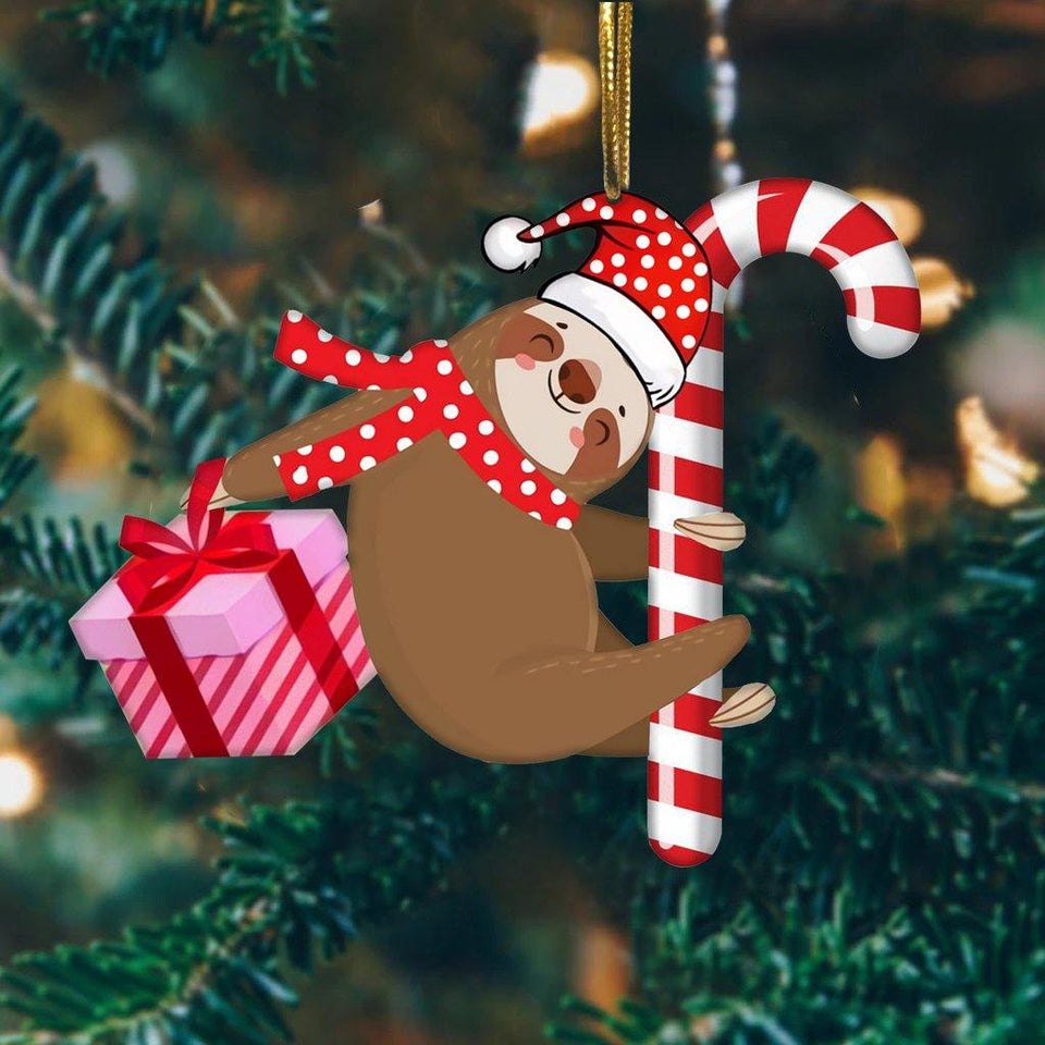 [sk0082-pw-ornm-tpa] Ornament Sloth Gift For Christmas Decorate The Pine Tree - Camellia Print