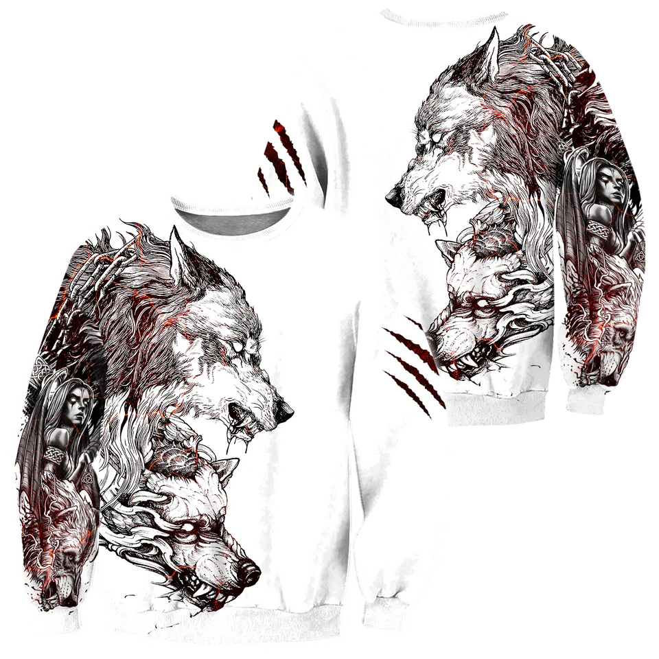 Tattoo Wolf Hoodie T Shirt For Men and Women HAC290502-NM