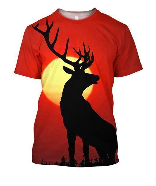 3D All Over Print Deer Sunset Shirts