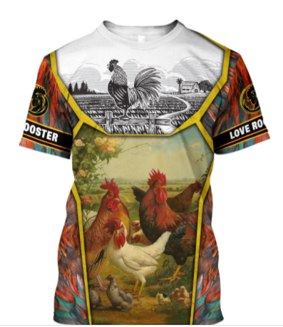 Premium Rooster Floral All Over Printed Unisex 42