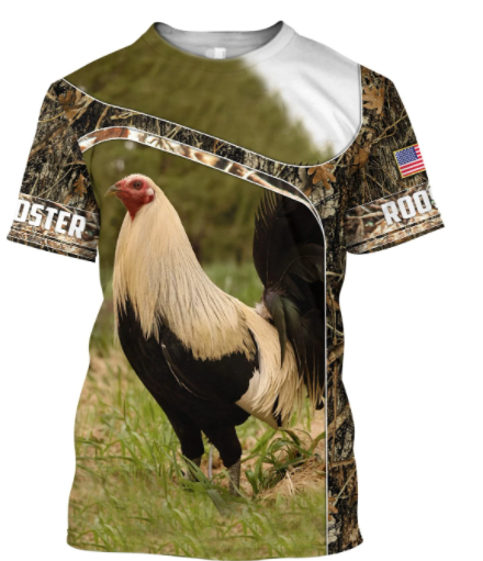 Love Rooster All 3D Over Printed 3