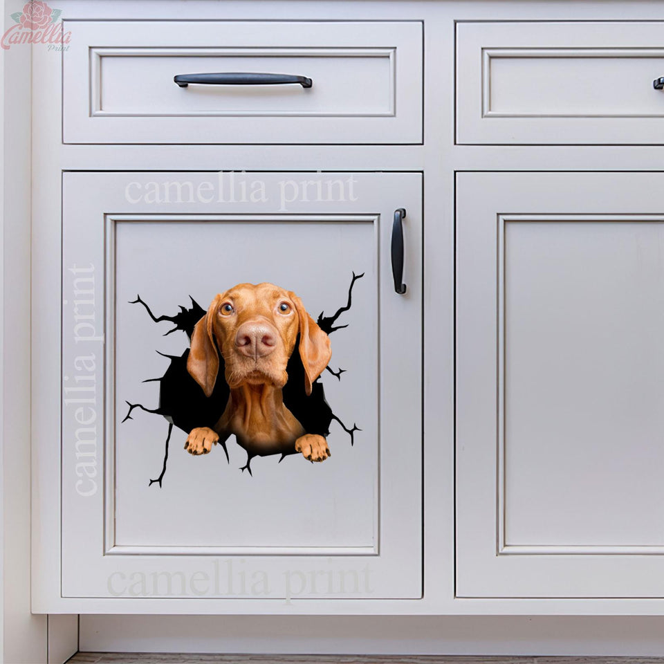 Vizsla Crack Sticker Cute Pretty Cute Car Window Decals Mother's Day Gifts - premium outdoor waterproof vinyl decal close-up