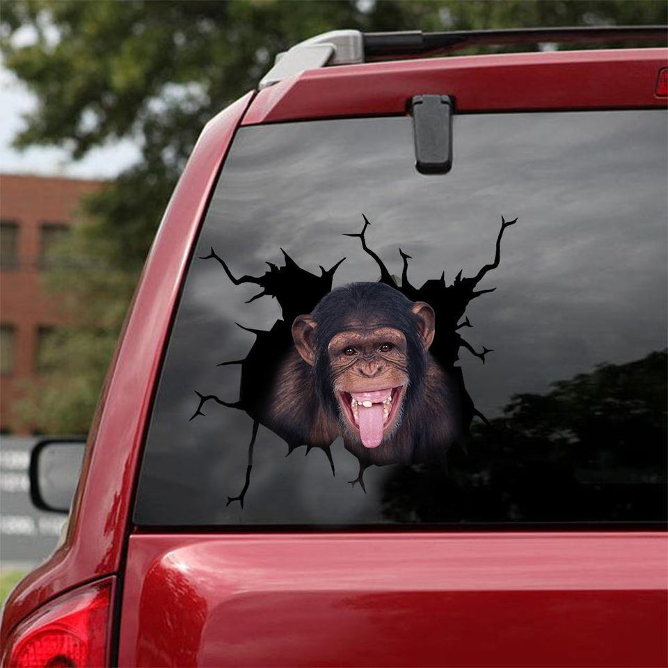 [sk0237-snf-tnt] Funny Monkey Crack Car Animal Sticker Lover - Camellia Print
