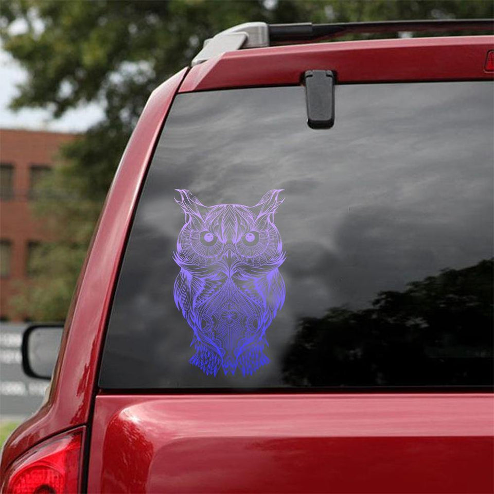[sk0244-snf-tnt] Owl car Sticker Animal Lover - Camellia Print
