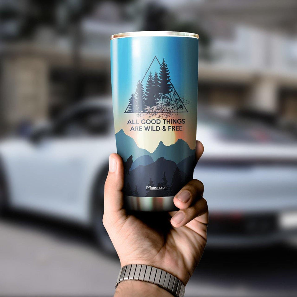 All Good Things Are Wild And Free - Wolf Ver Tumbler Cup TC1423 - Camellia Print