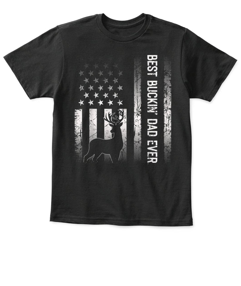 Best Buckin Dad Ever American Flag Gift for Fathers Day Tee Shirt