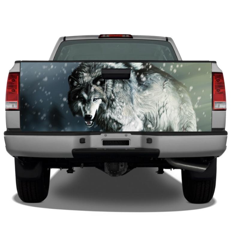 Wolf In Winter Snow Tailgate Wrap Sticker Tailgate Wrap Decals For Trucks