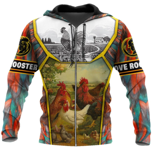 Premium Rooster Floral All Over Printed Unisex 42