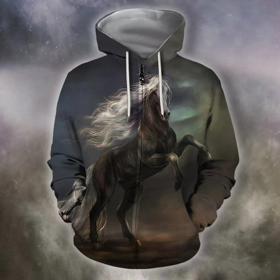 All Over Print Black Horse In The Dark