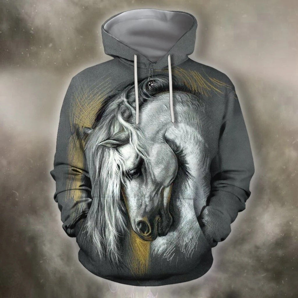 All Over Print White Horse 1