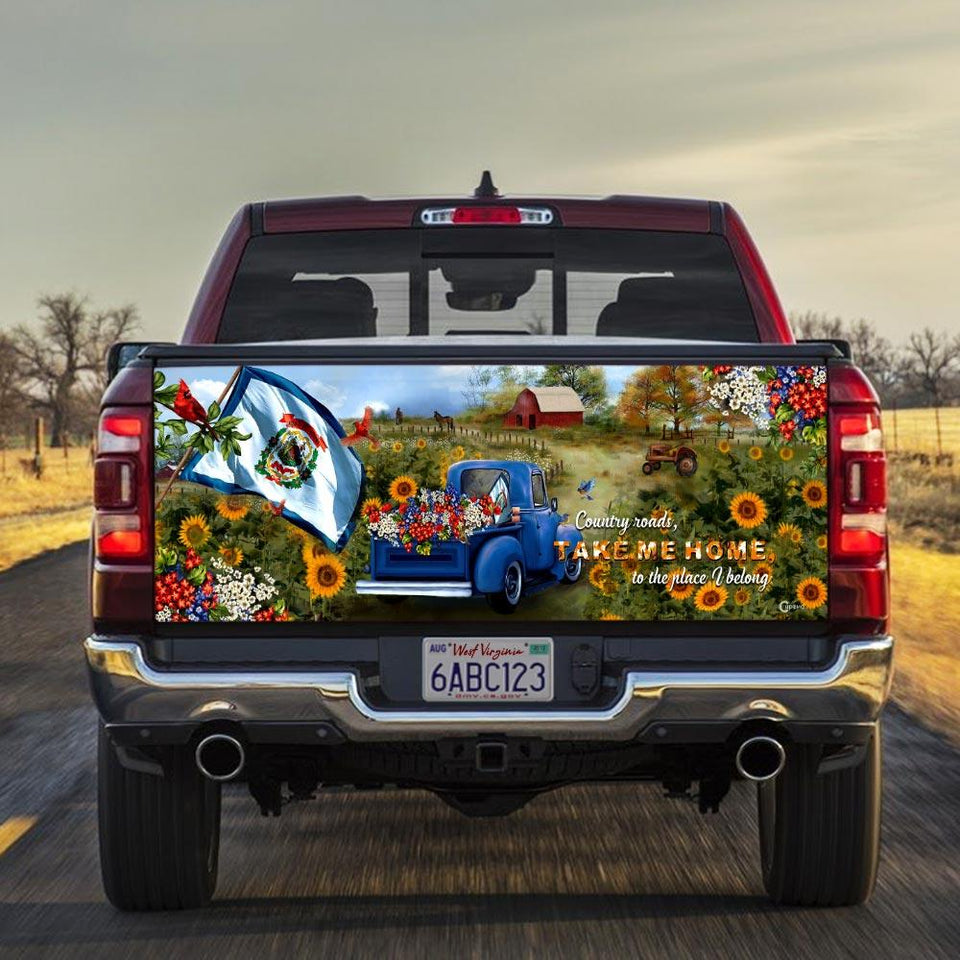 Country Roads Take Me Home To The Place I Belotruck Tailgate Decal Sticker Wrap Tailgate Wrap Decals For Trucks