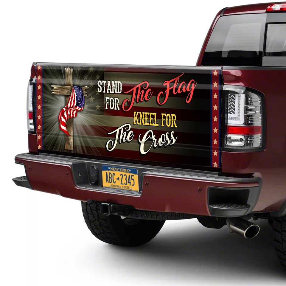 Stand For The Flag Kneel For The Cross truck Tailgate Decal Sticker Wrap Tailgate Wrap Decals For Trucks