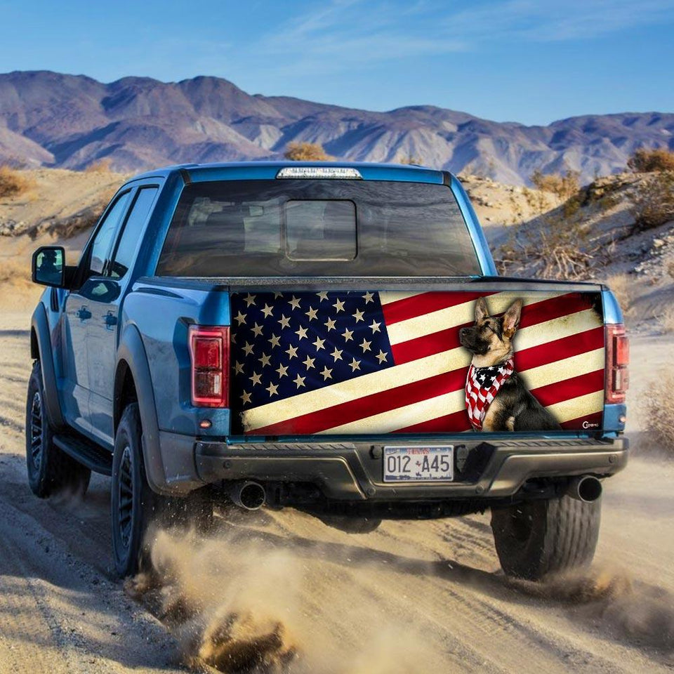 German Shepherd American truck Tailgate Decal Sticker Wrap Tailgate Wrap Decals For Trucks