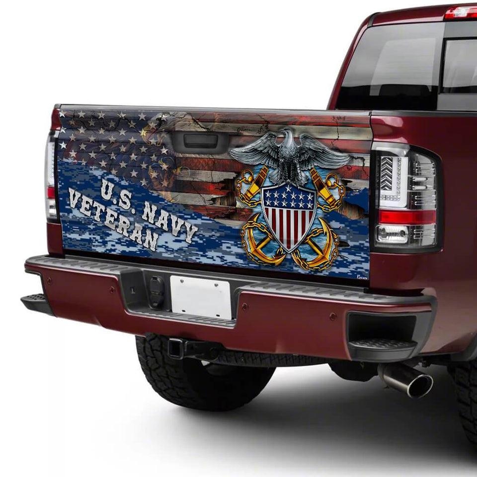 U.s Navy Veterans truck Tailgate Decal Sticker Wrap Us Navy Decor Us Navy Gift Navy Veteran Gift  Tailgate Wrap Decals For Trucks