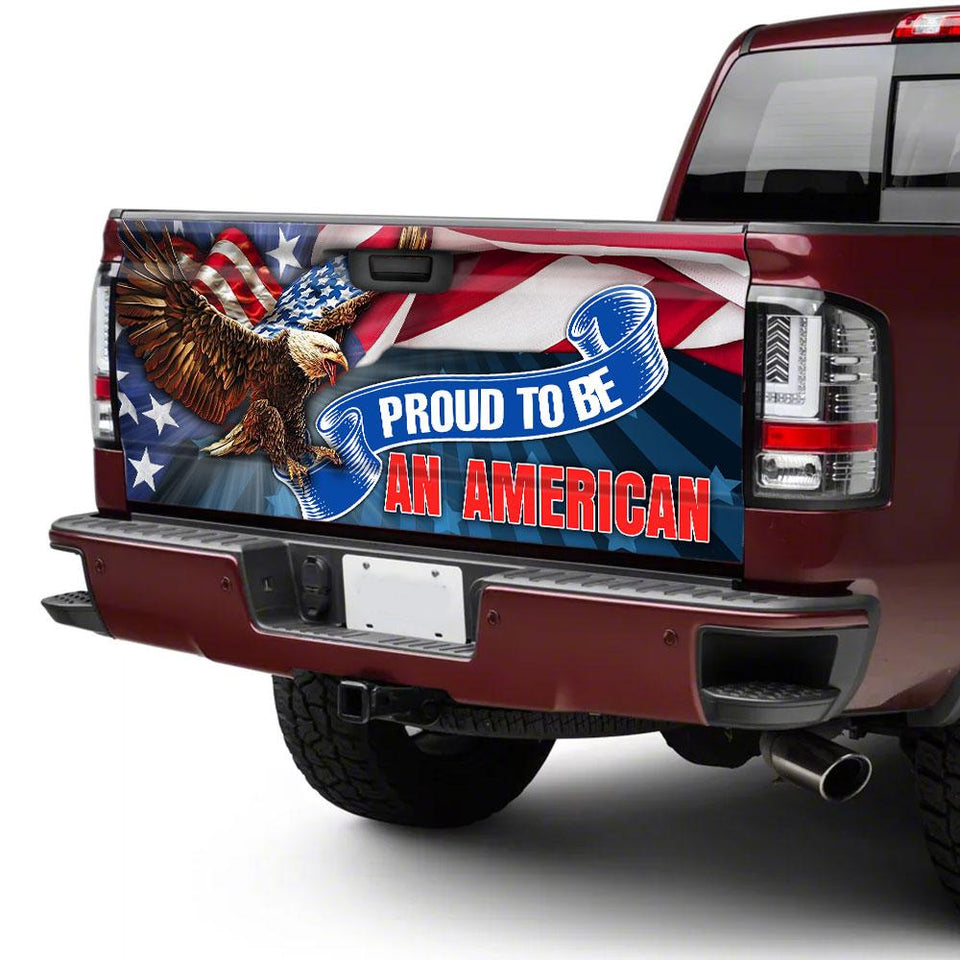 Proud To Be An American truck Tailgate Decal Sticker Wrap Tailgate Wrap Decals For Trucks